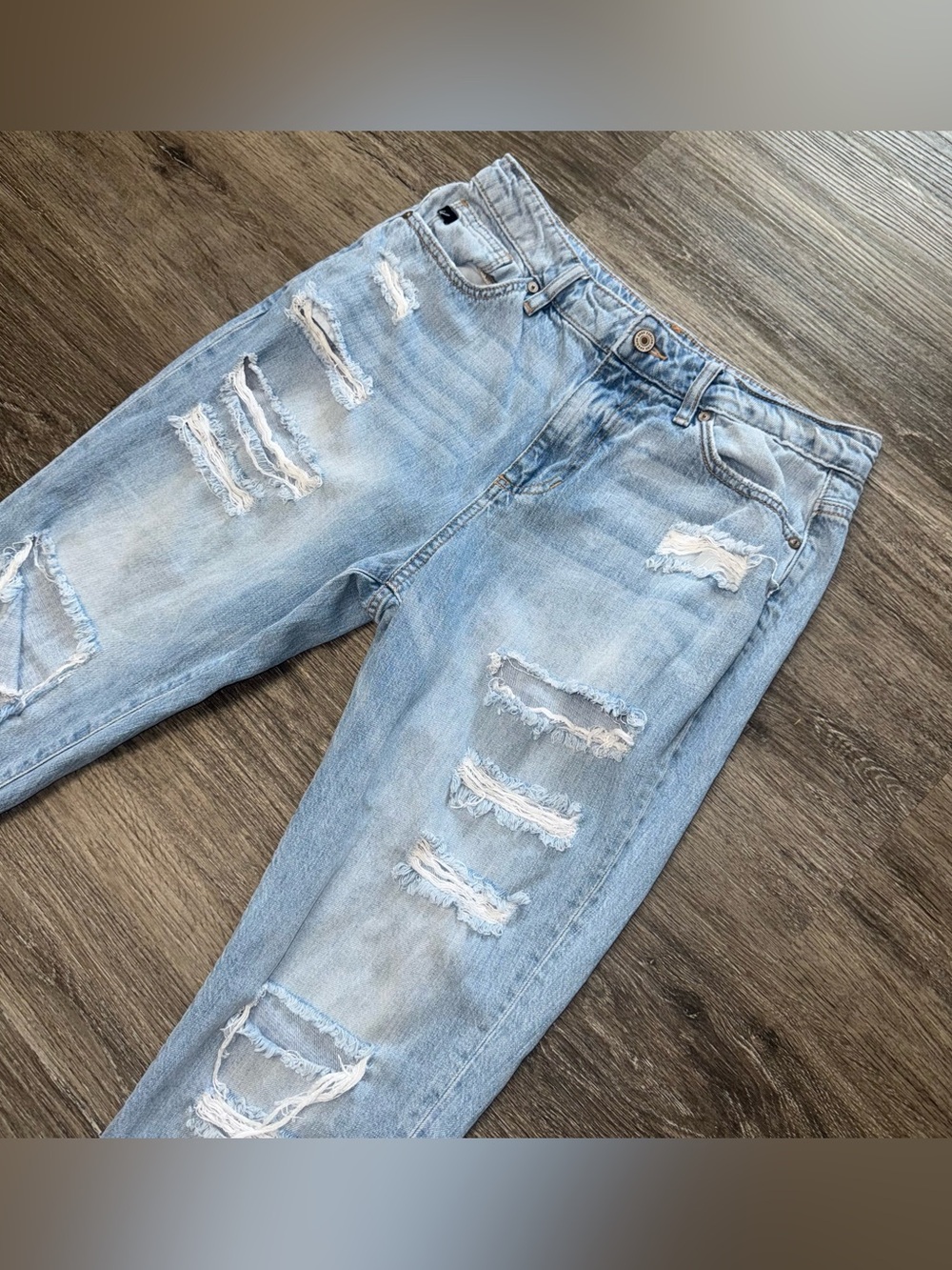 KanCan High Rise Ripped Boyfriend Mom Jeans Style KC9176L Size 7/27 100% Cotton - Picture 3 of 10